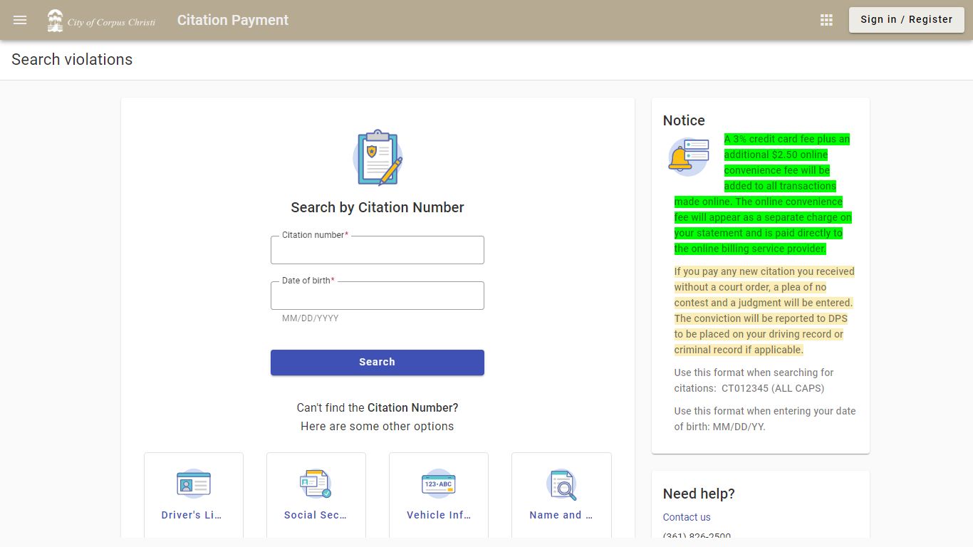 Search - Search violations - Citation Payment - Corpus Christi ...