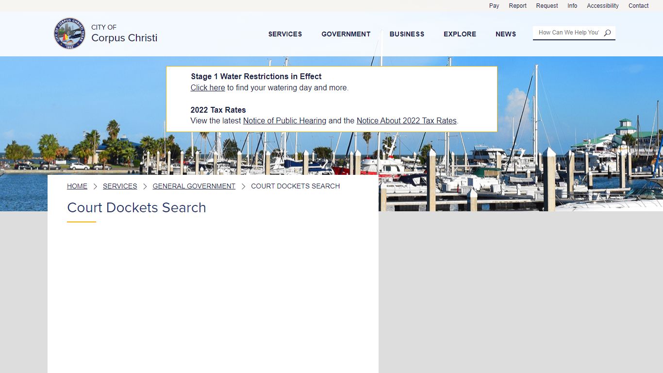 Court Dockets Search | City of Corpus Christi